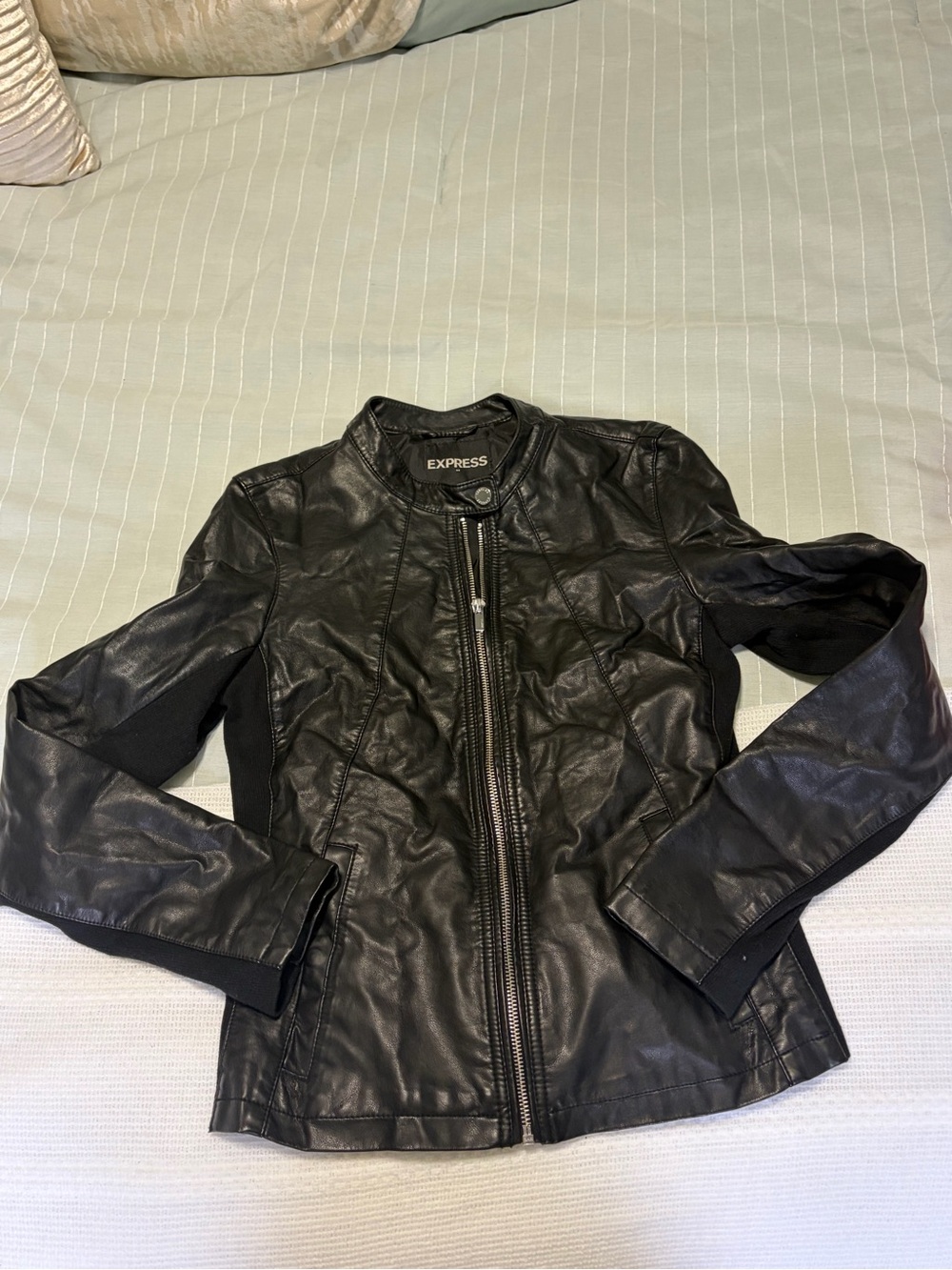 Express Women’s Black Faux Leather Moto Jacket